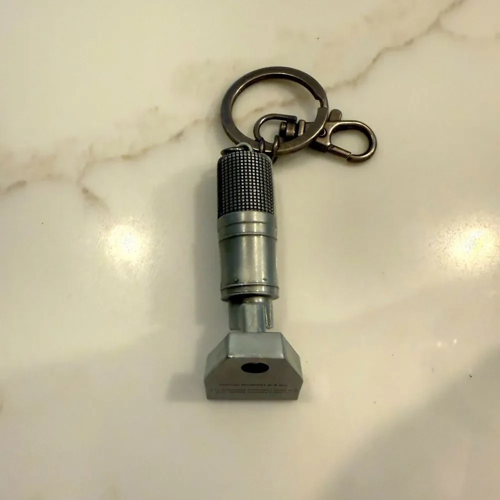 Silver Microphone Keychain